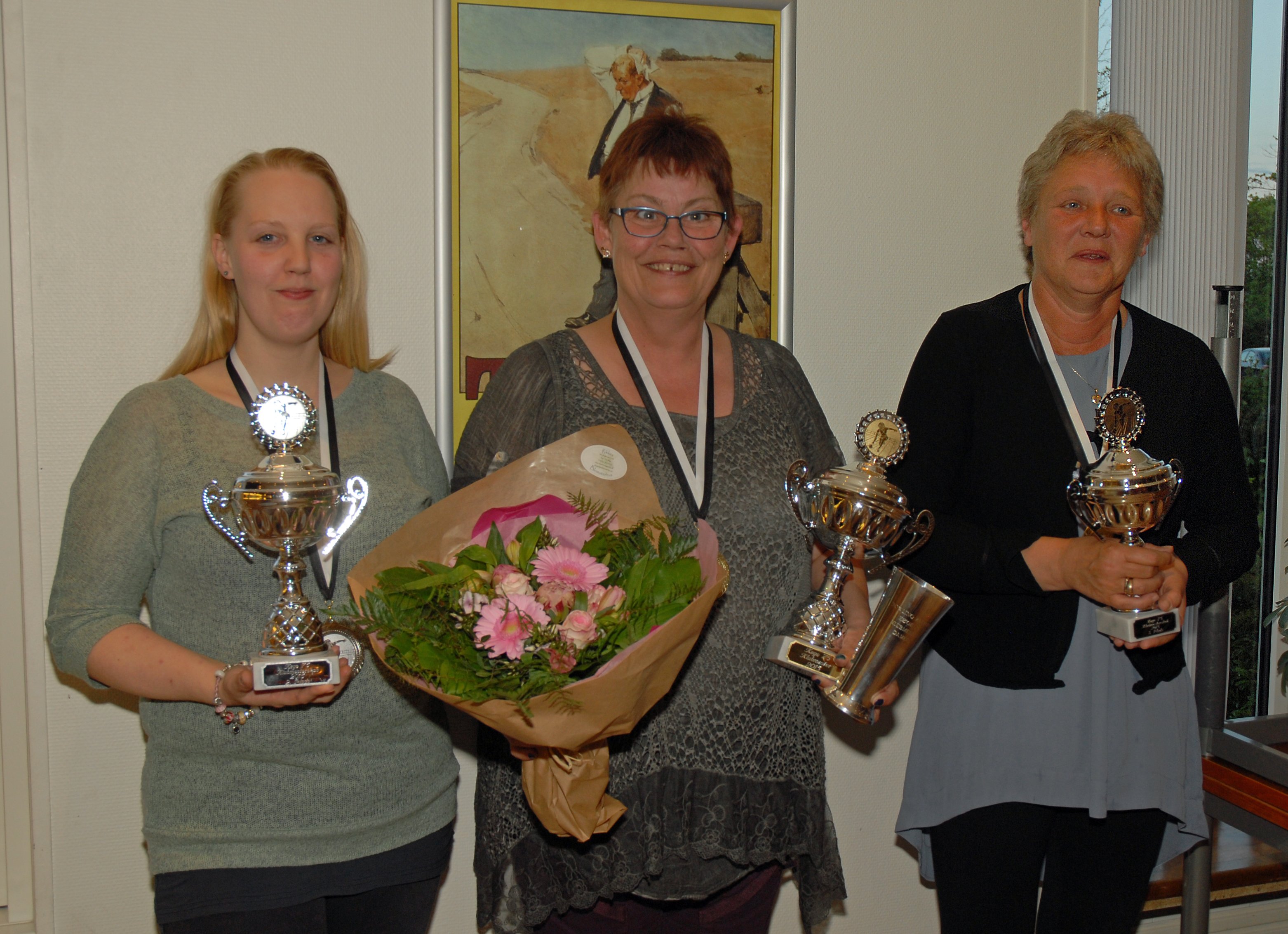 Klubmester damer 2015. Guld til Gitte Jensen, Sølv til Michelle Jensen og Bronze til Berit Schmidt