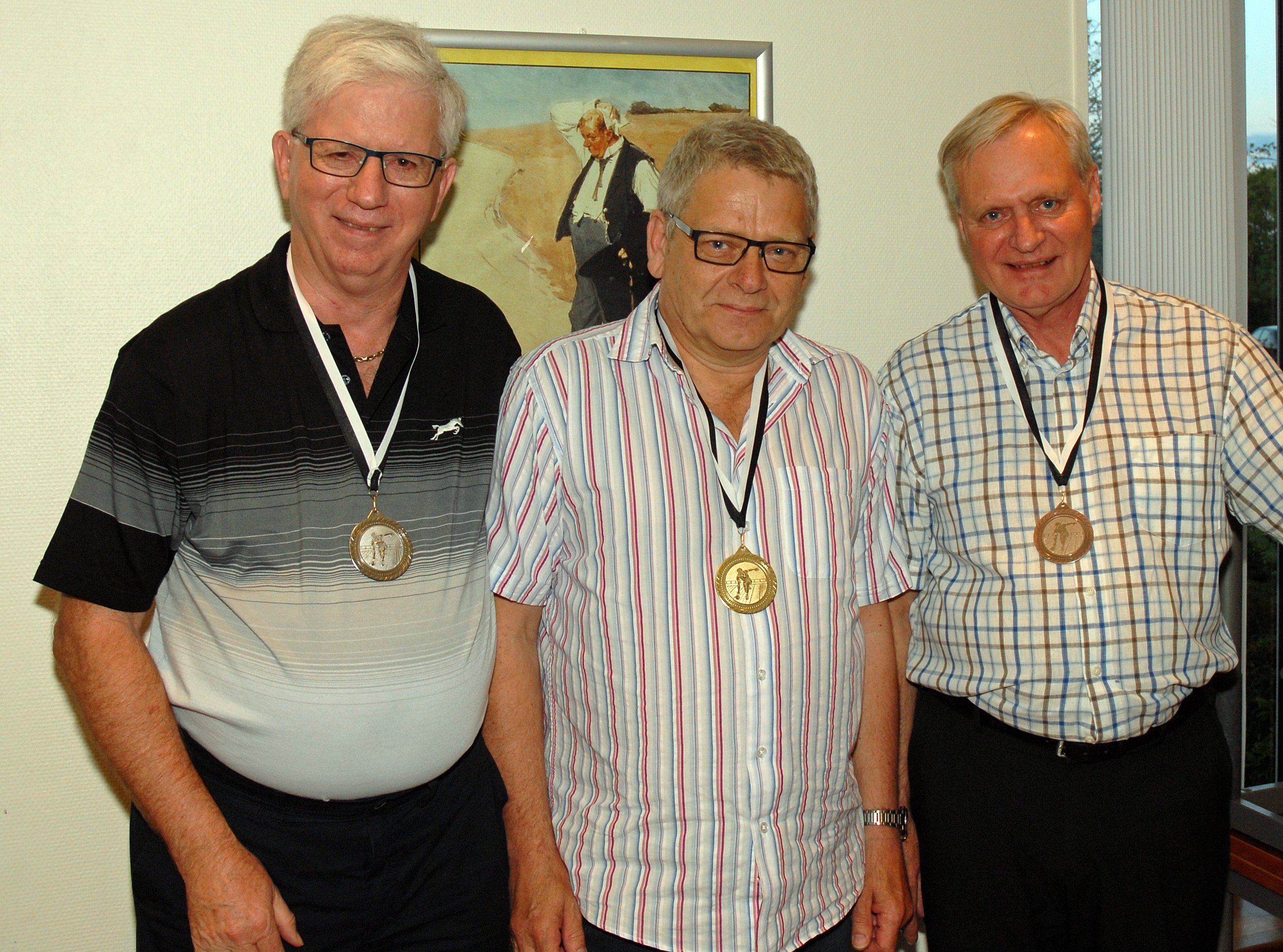 Klubmesterskab 2015. Herrer række C. Guld til Carsten Petersen, Sølv til Birger Pedersen og Bronze til Jan Berghof