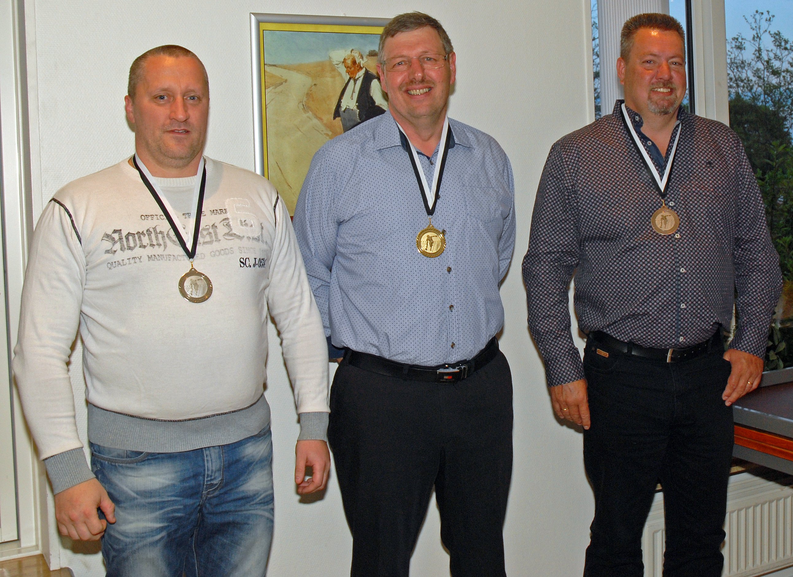 Klubmesterskab 2015. Herrer række A. Guld til Per L Sørensen, Sølv til Martin Reuther og Bronze til Klaus Hansen